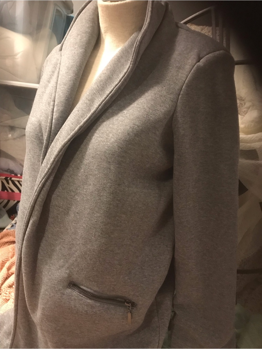 Sunset Lane Heather Gray Shawl-Collar Sweatshirt Blazer